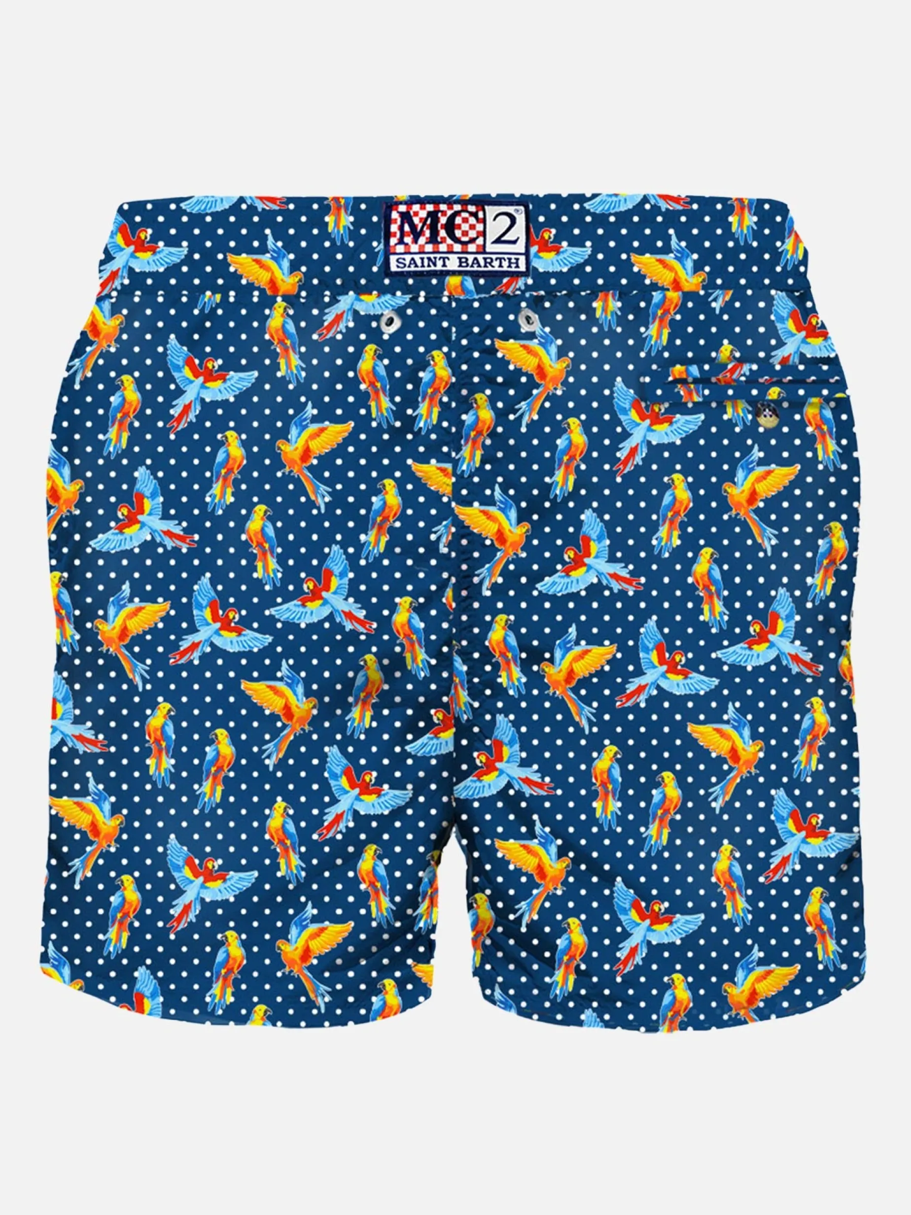Herren-Badeshorts aus leichtem Stoff mit tropischem Birdies-Print