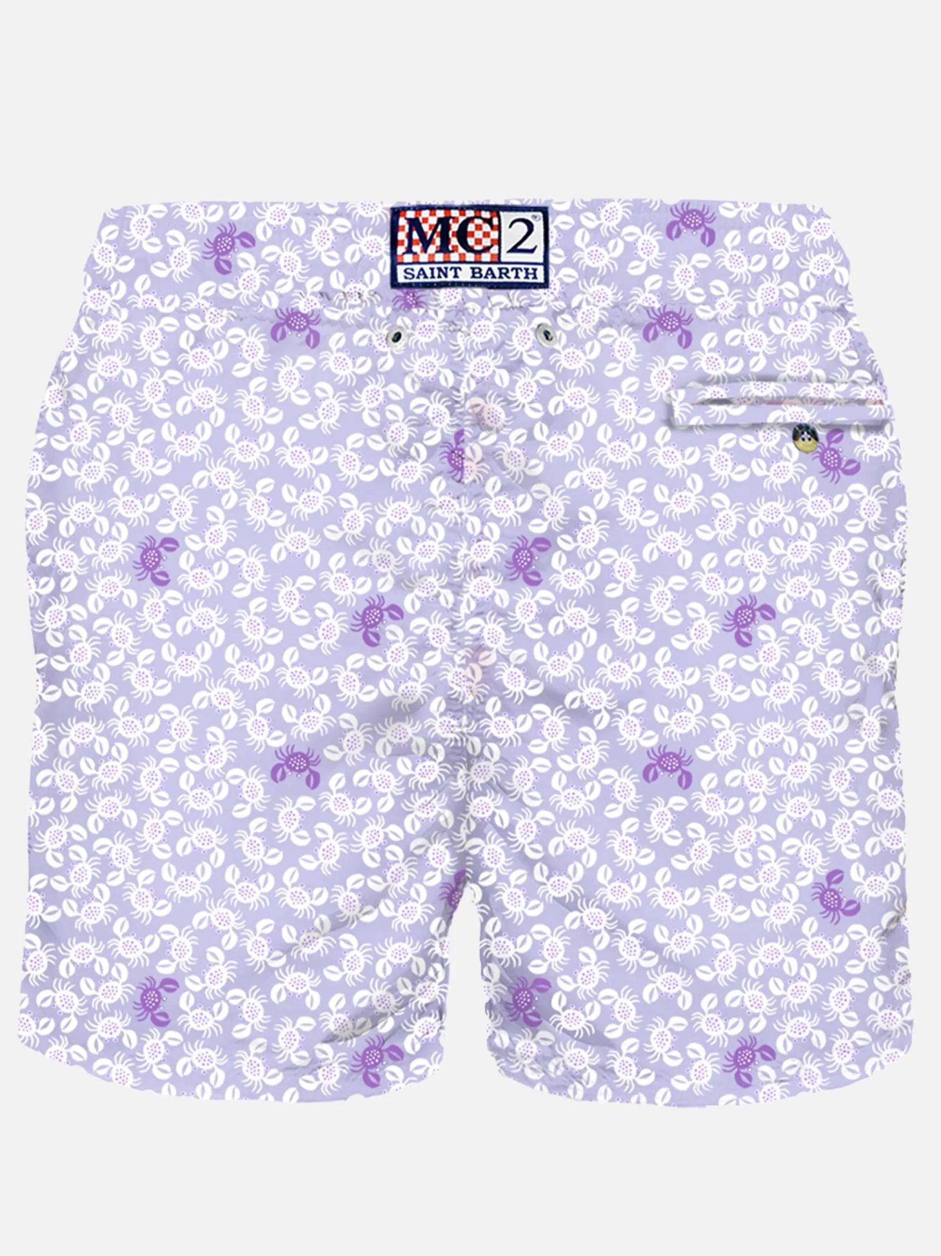 Herren-Badeshorts aus leichtem Stoff mit Krabbenprint
