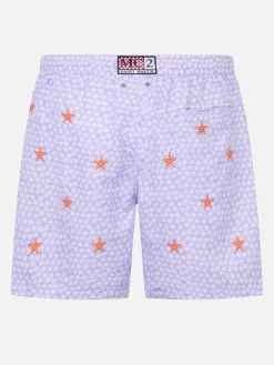 Herren-Badeshorts aus leichtem Stoff Lighting mit aufgestickten Seesternen