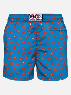 Herren-Badeshorts aus leichtem Stoff mit Krabbenmuster