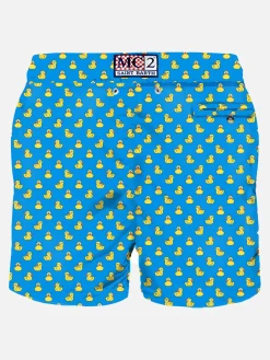 Herren-Badeshorts aus leichtem Stoff mit Entenmuster