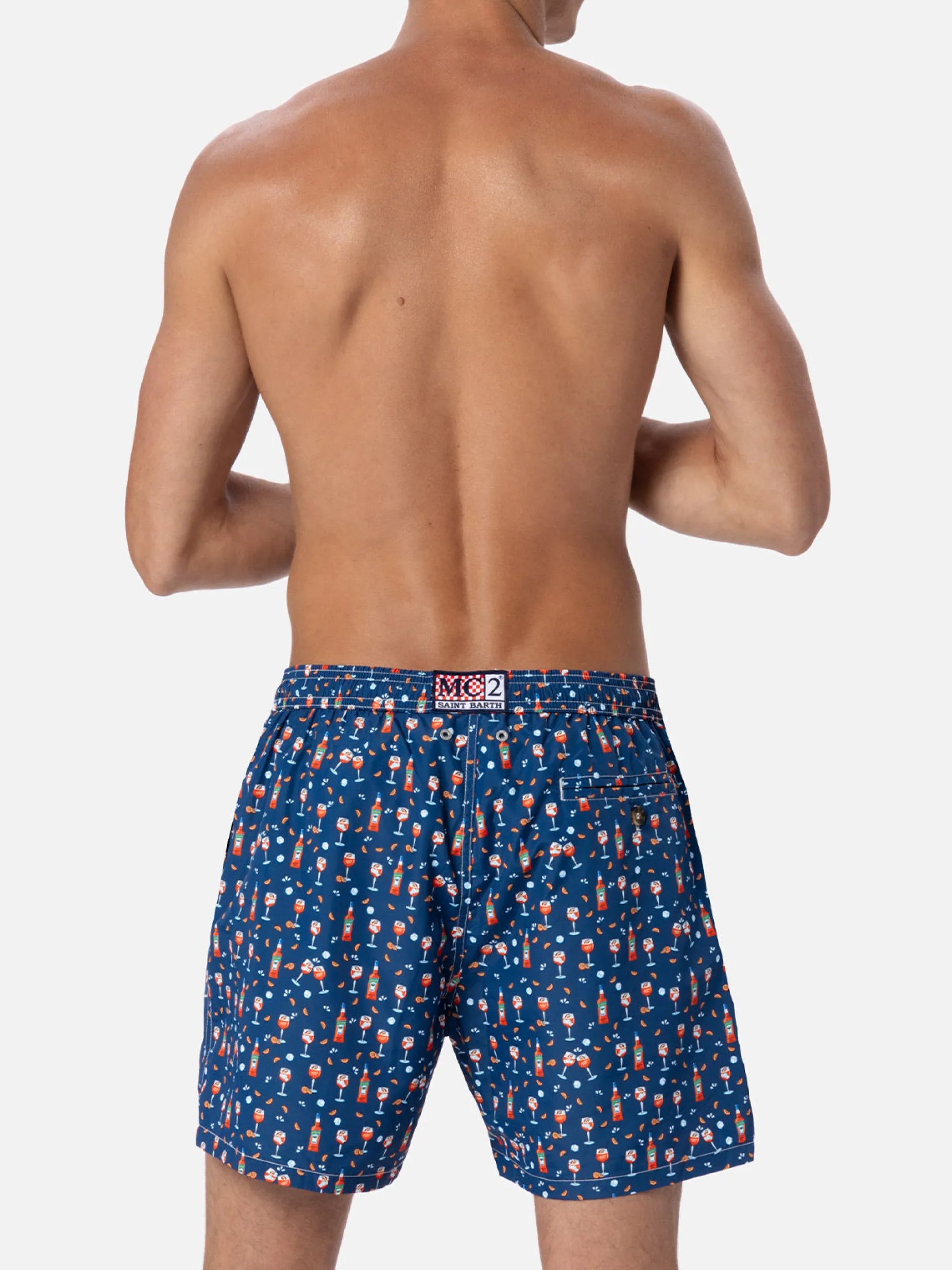 Herren-Badeshorts aus leichtem Stoff Lighting Micro Fantasy mit Aperol Spritz-Aufdruck | APEROL SONDEREDITION