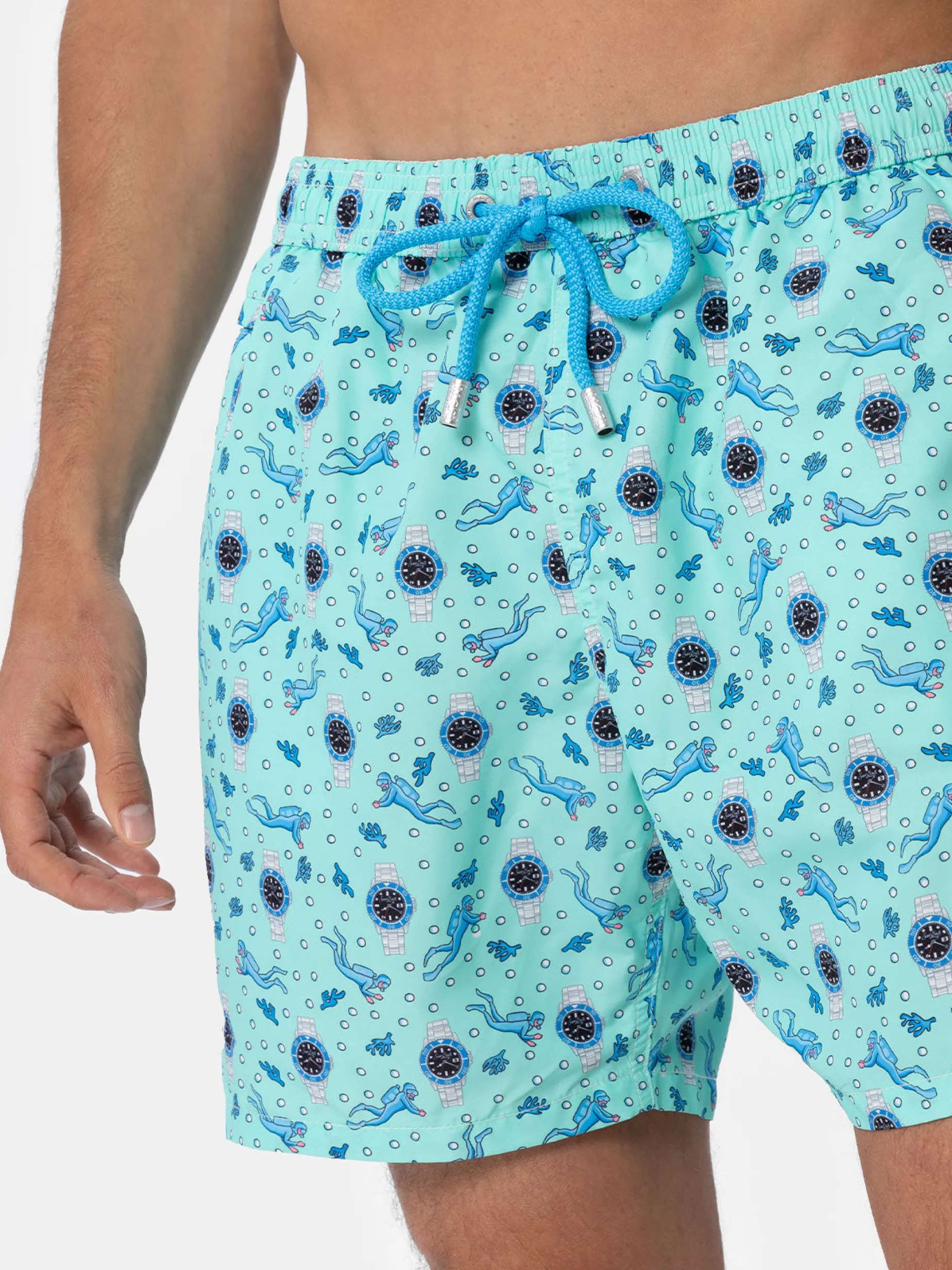 Herren-Badeshorts aus leichtem Stoff Lighting Micro Fantasy mit Uhrenaufdruck