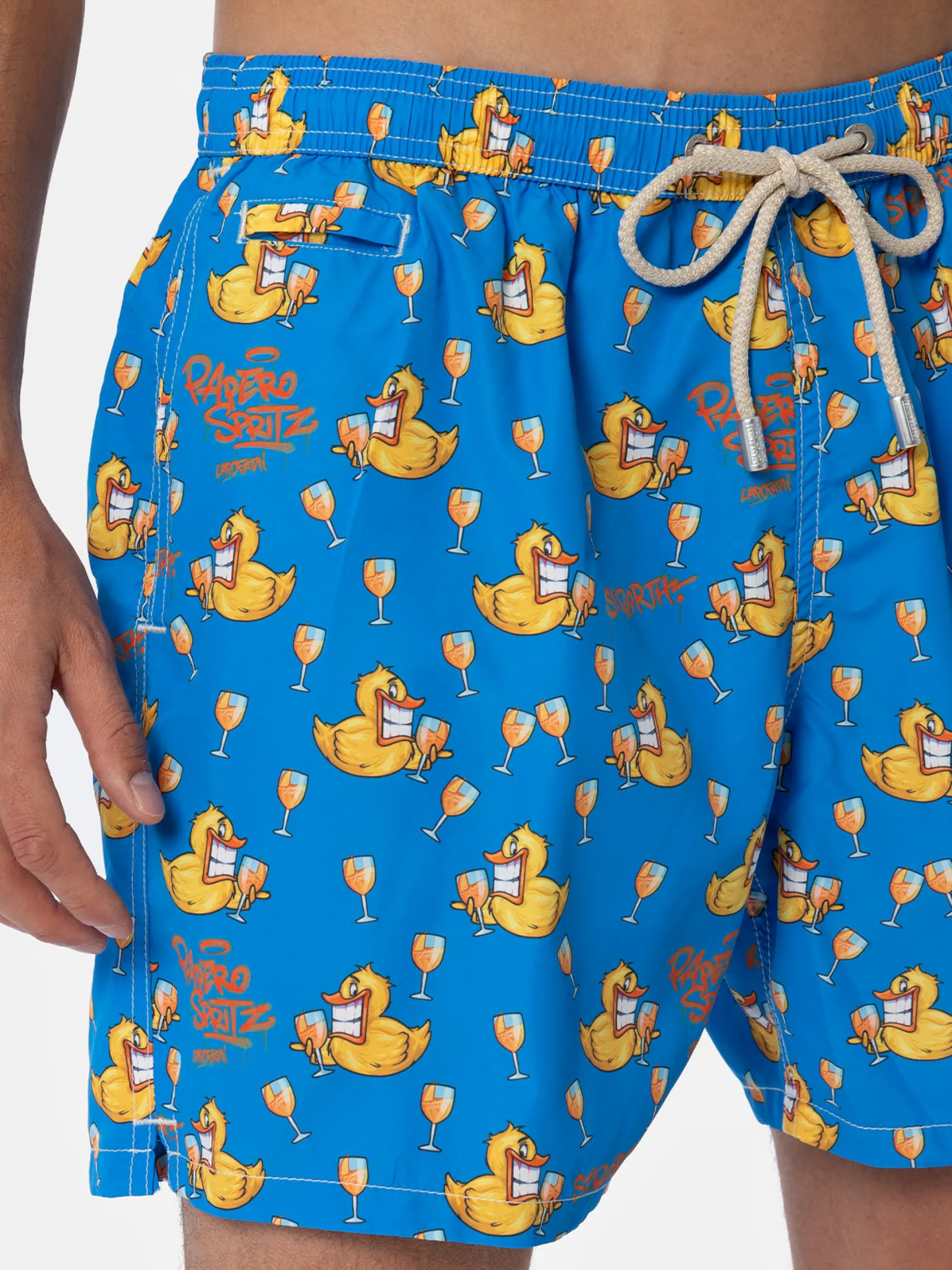 Herren-Badeshorts aus leichtem Stoff Lighting Micro Fantasy mit Enten-Cryptopuppets-Aufdruck | CRYPTOPUPPET-SONDERAUSGABE