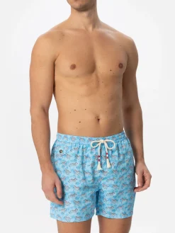 Herren-Badeshorts aus leichtem Stoff mit Zebramuster