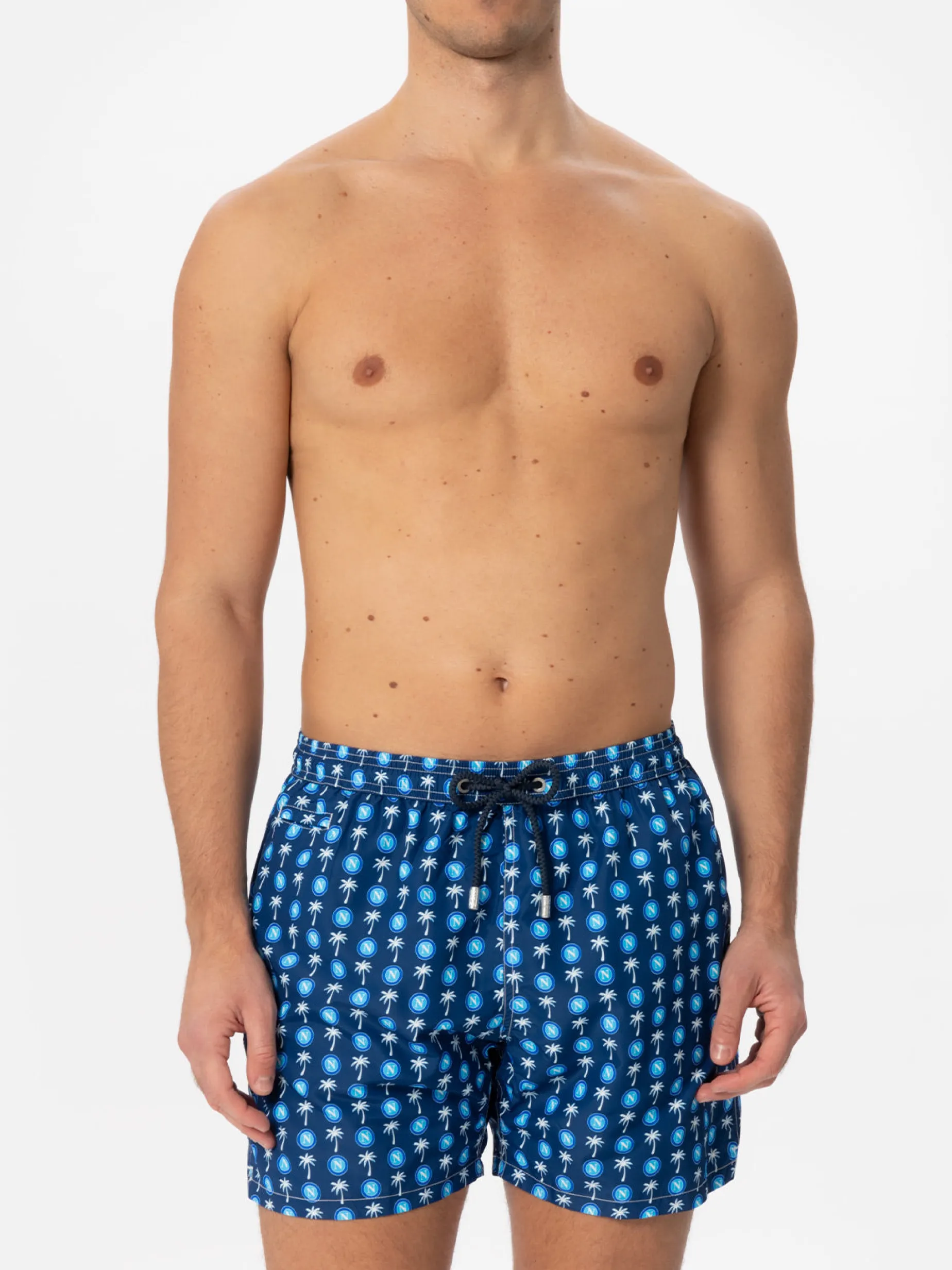 Herren-Badeshorts aus leichtem Stoff mit Napoli-Logo-Print | SSC NAPOLI SONDEREDITION