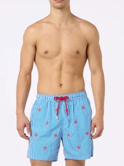 Herren-Badeshorts aus leichtem Stoff Lighting mit aufgestickten Seesternen