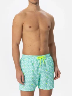 Herren-Badeshorts aus leichtem Stoff mit Krabben-Print