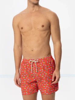 Herren-Badeshorts aus leichtem Stoff mit Krokodildruck
