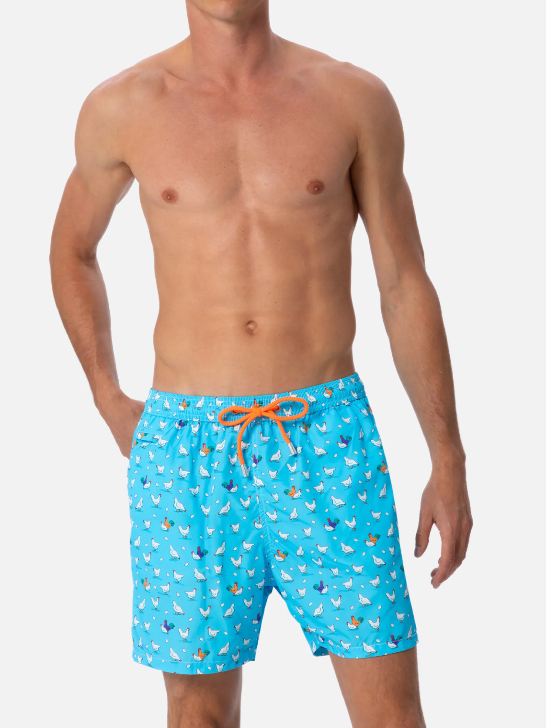 Herren-Badeshorts aus leichtem Stoff Lighting Micro Fantasy mit Hahnenprint