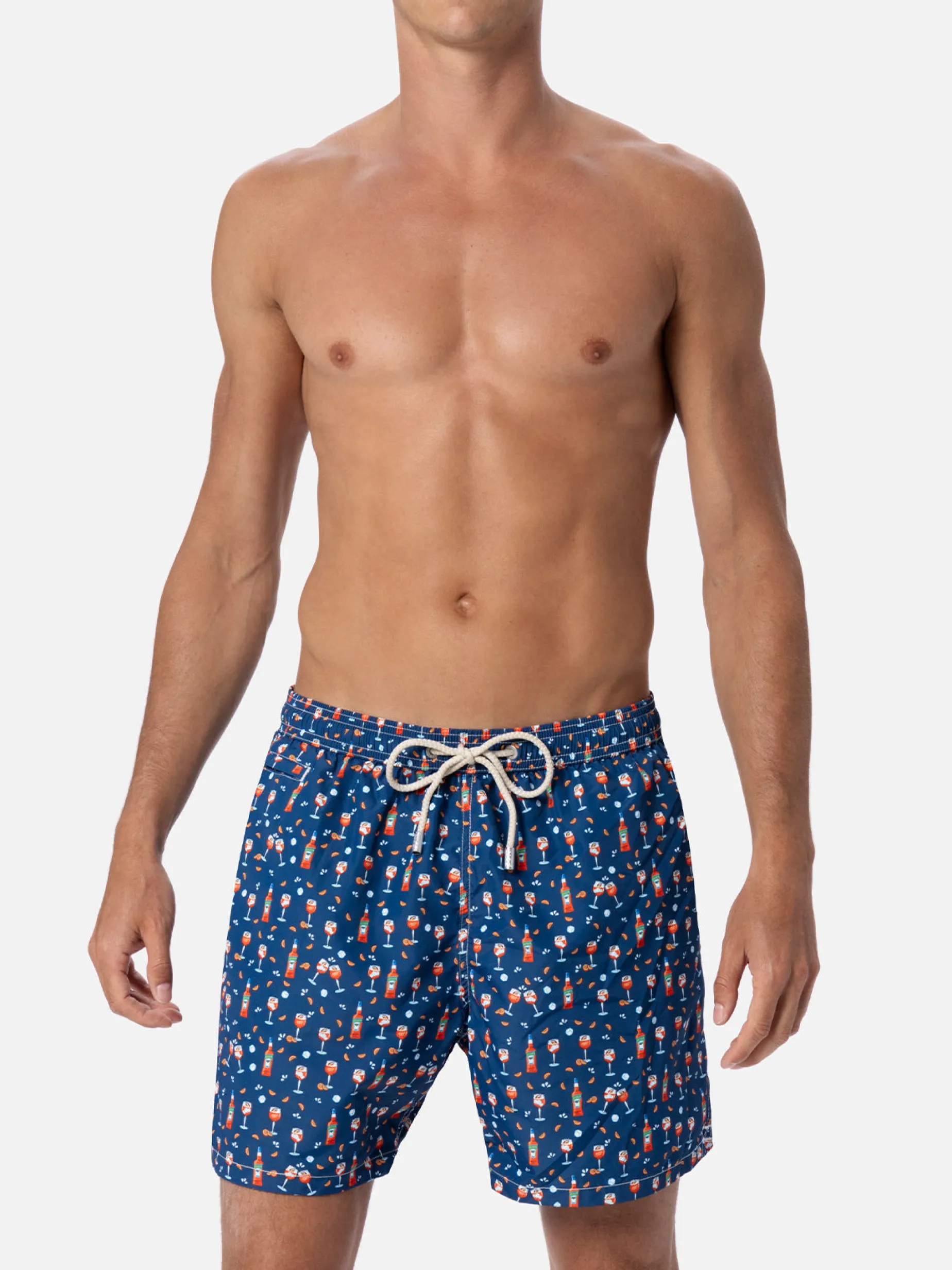 Herren-Badeshorts aus leichtem Stoff Lighting Micro Fantasy mit Aperol Spritz-Aufdruck | APEROL SONDEREDITION
