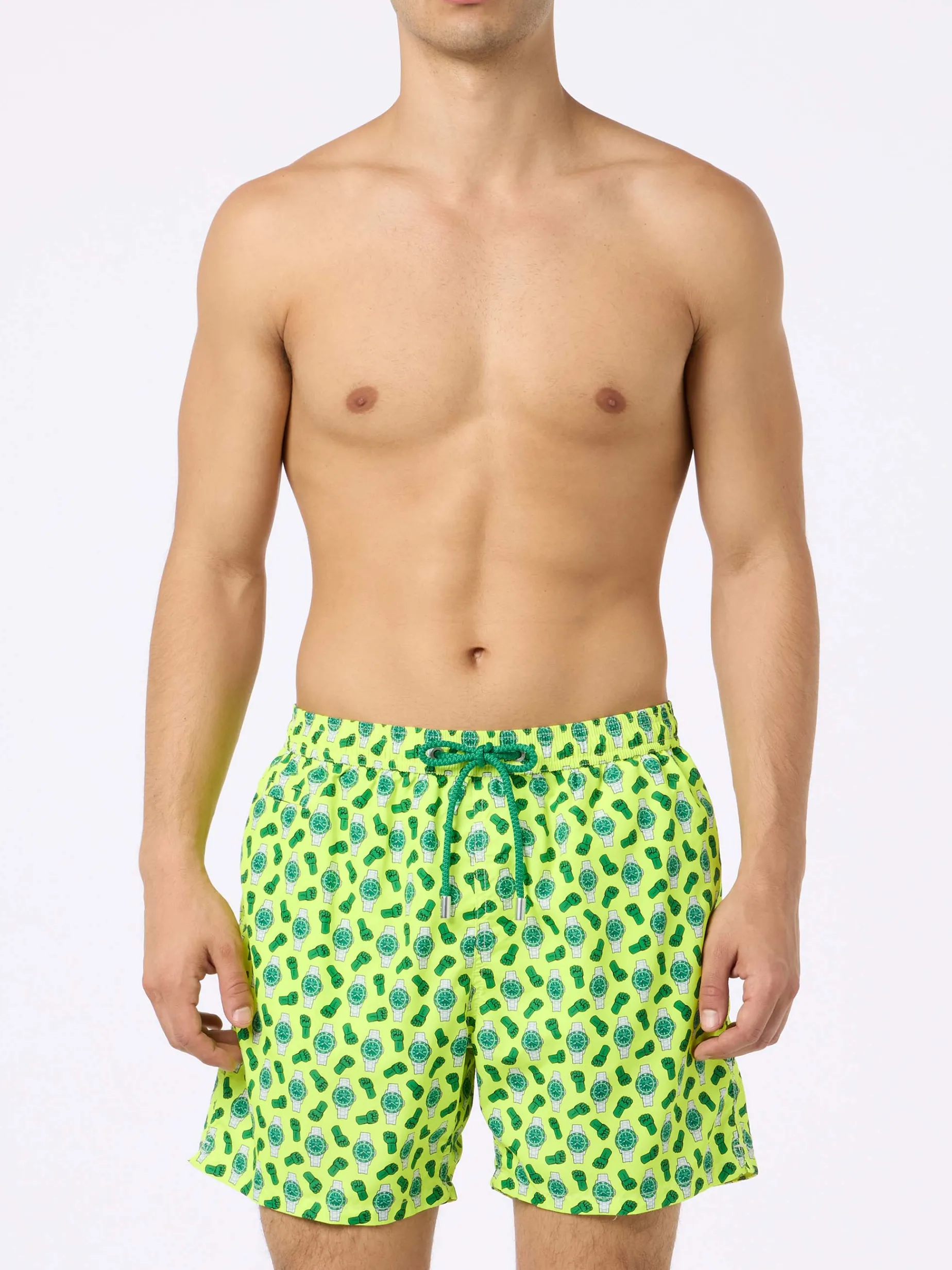 Herren-Badeshorts aus leichtem Stoff Lighting Micro Fantasy mit Uhrenaufdruck