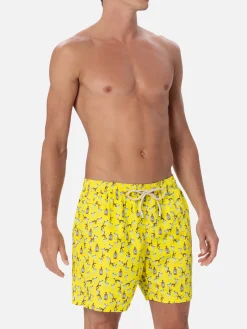 Herren-Badeshorts aus leichtem Stoff Lighting Micro Fantasy mit Gin- und Affen-Print