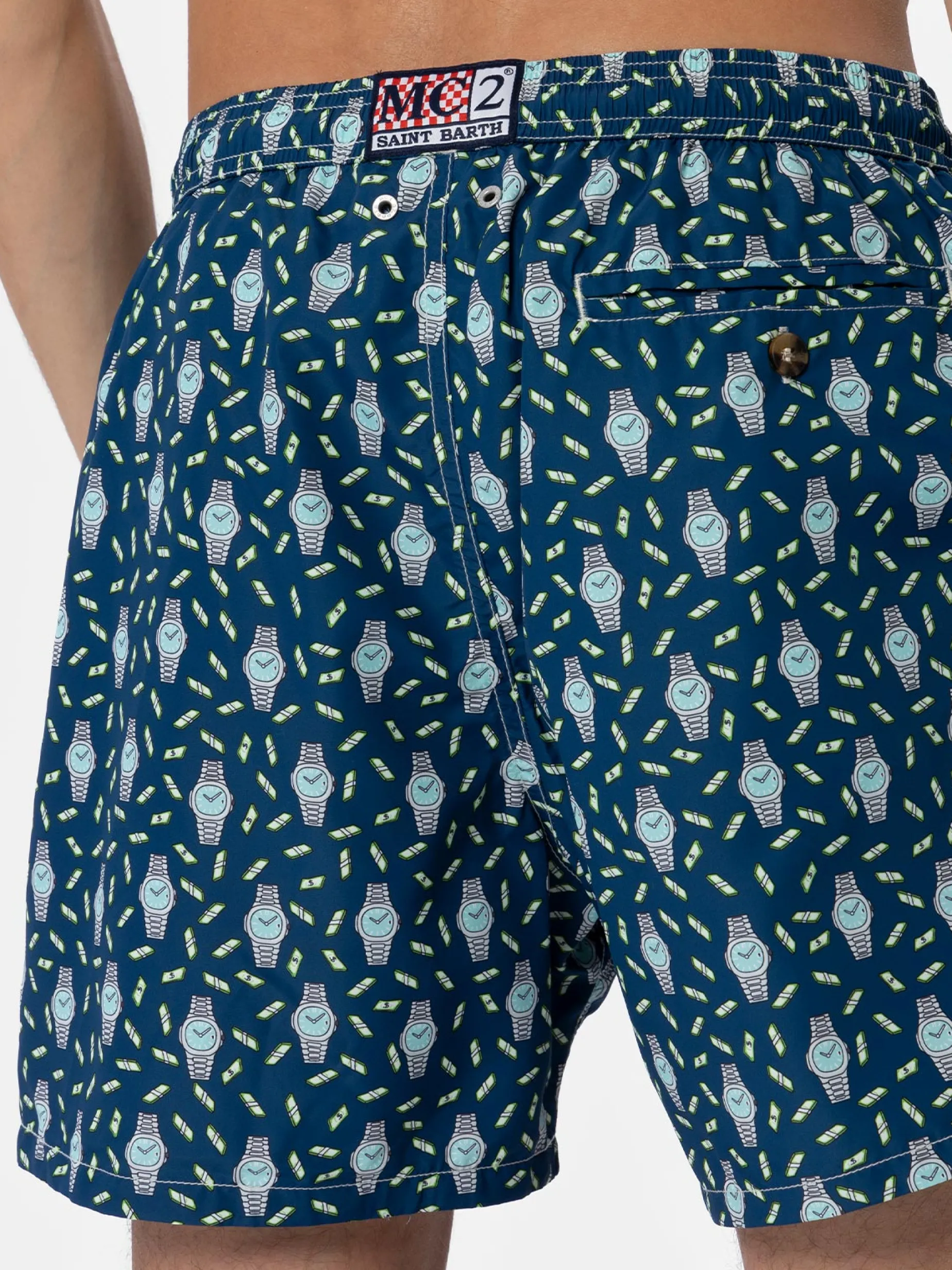 Herren-Badeshorts aus leichtem Stoff Lighting Micro Fantasy mit Uhrenaufdruck