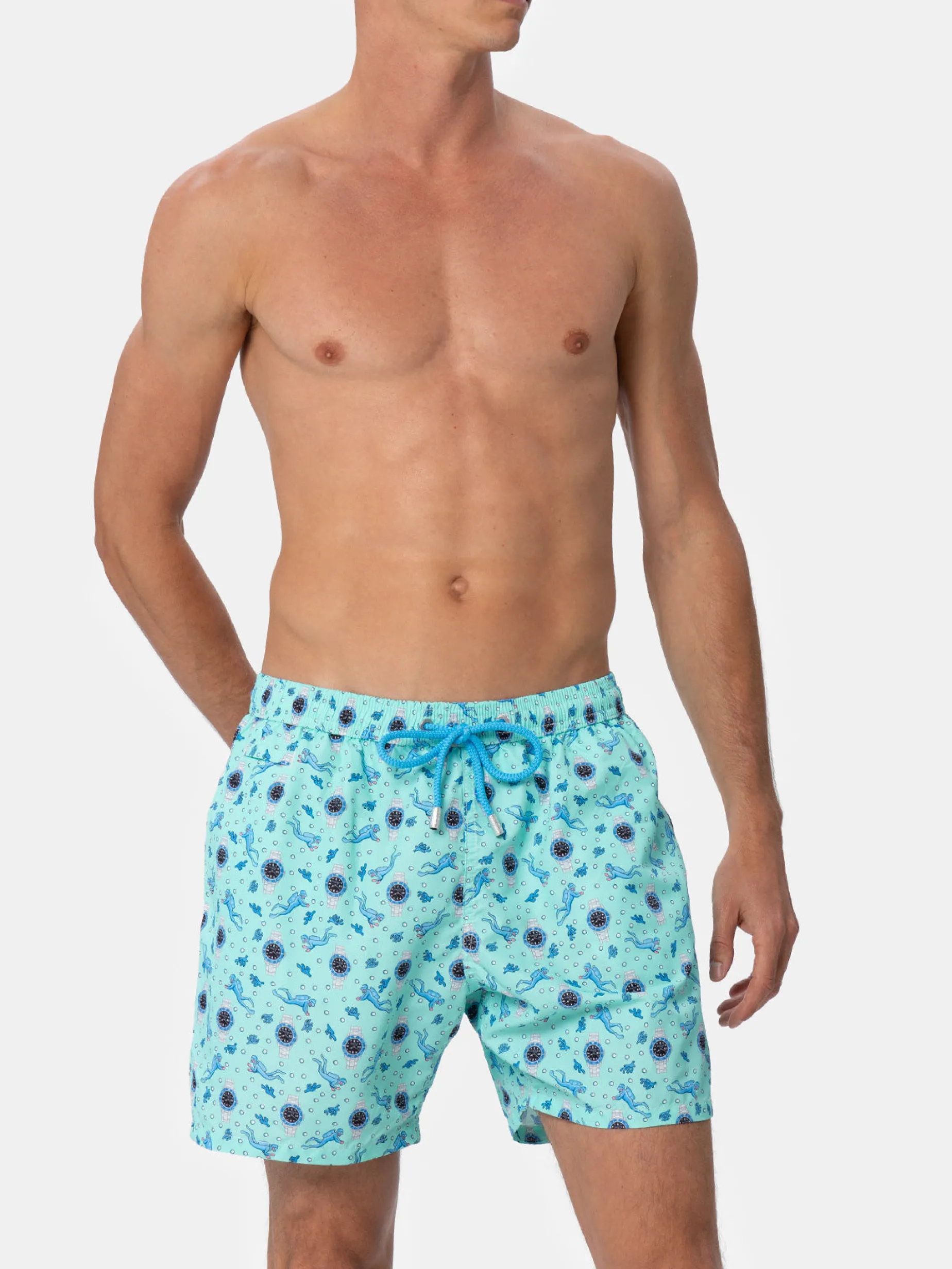 Herren-Badeshorts aus leichtem Stoff Lighting Micro Fantasy mit Uhrenaufdruck