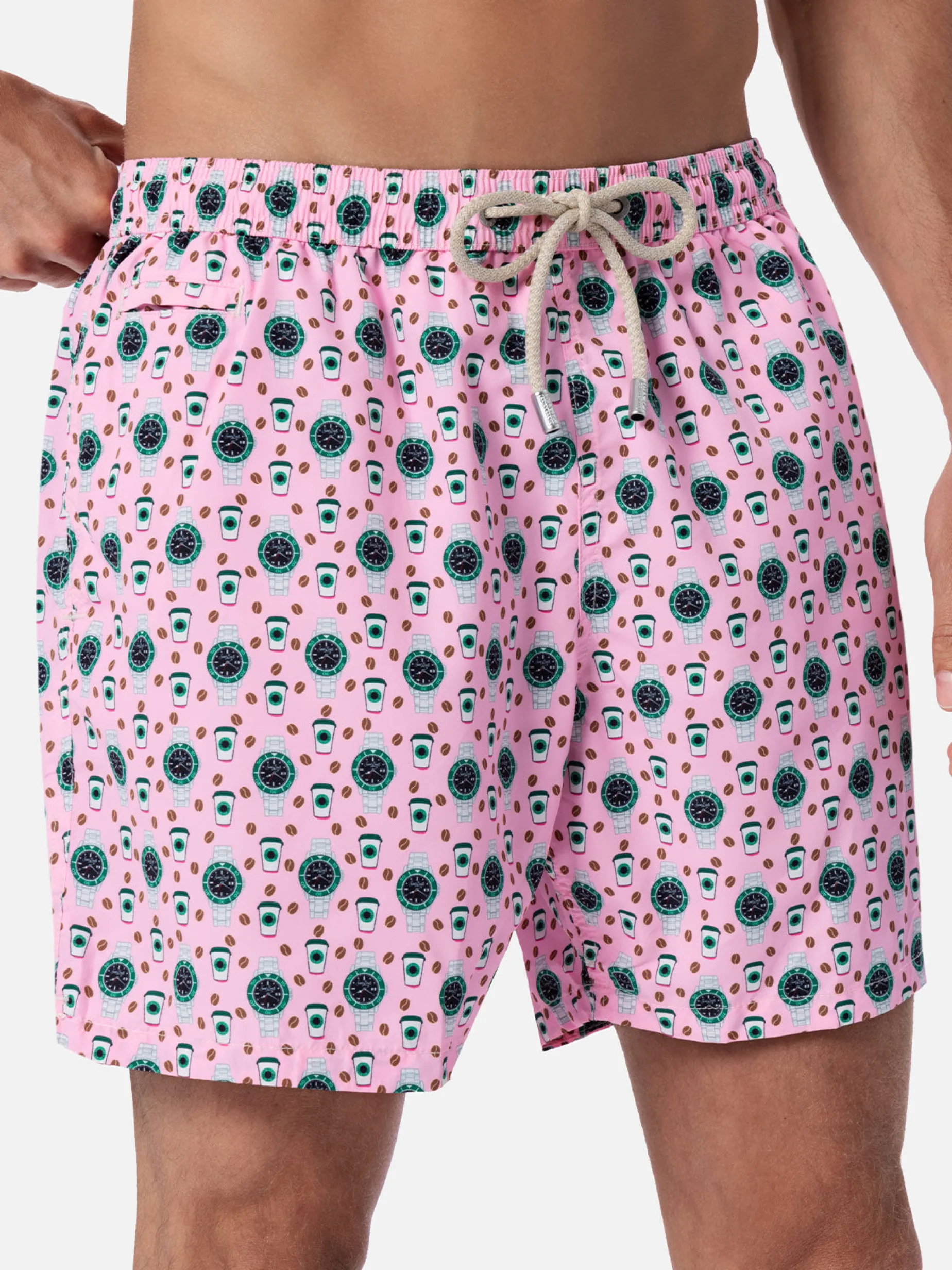 Herren-Badeshorts aus leichtem Stoff Lighting Micro Fantasy mit Uhrenaufdruck