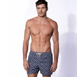 Herren-Badeshorts aus leichtem Stoff mit Popcorn-Aufdruck