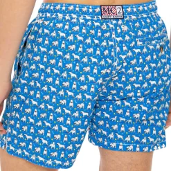 Herren-Badeshorts aus leichtem Stoff mit Bullterrier-Print