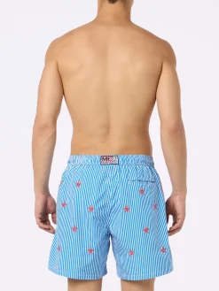 Herren-Badeshorts aus leichtem Stoff Lighting mit aufgestickten Seesternen
