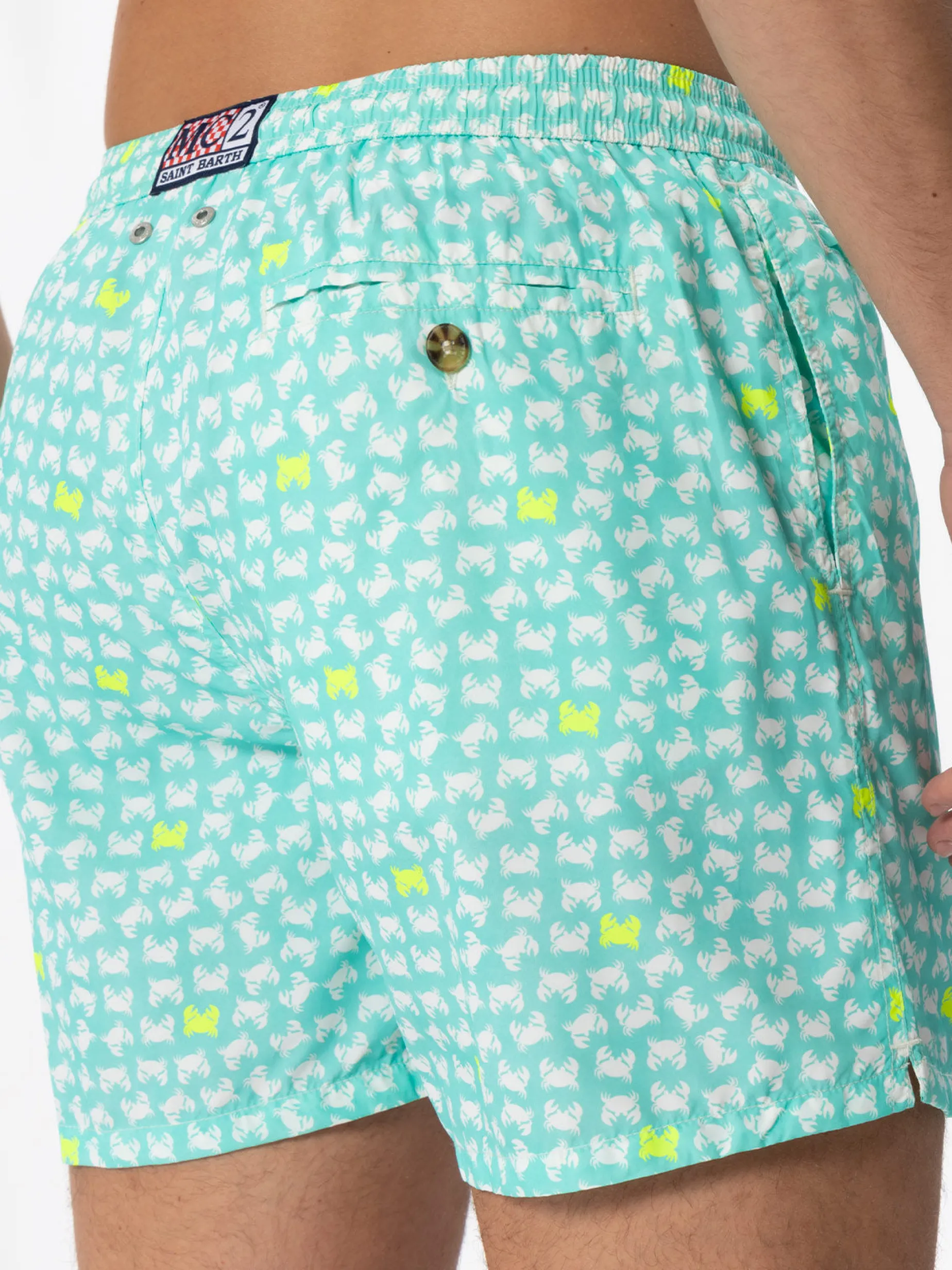 Herren-Badeshorts aus leichtem Stoff mit Krabben-Print