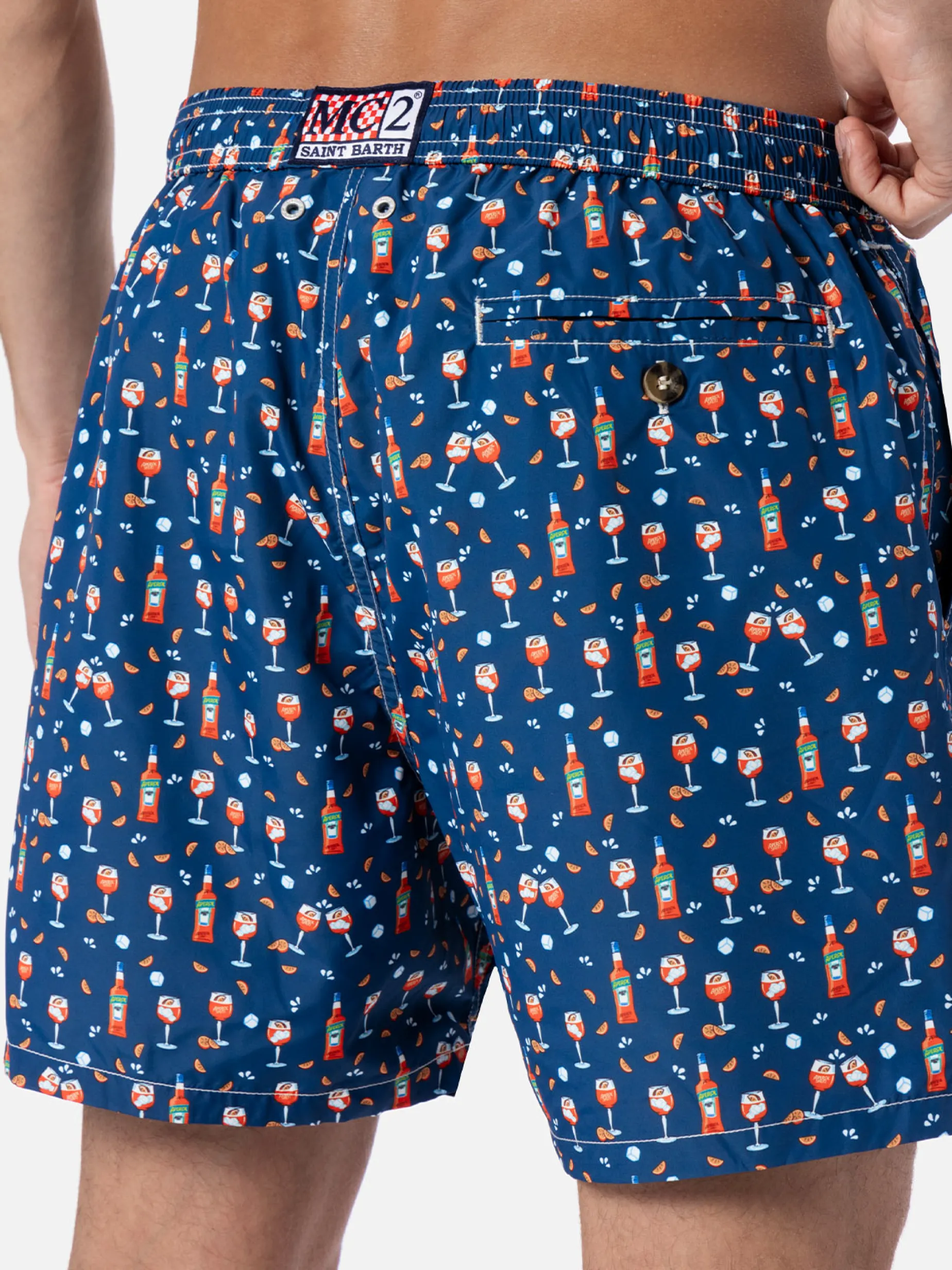Herren-Badeshorts aus leichtem Stoff Lighting Micro Fantasy mit Aperol Spritz-Aufdruck | APEROL SONDEREDITION