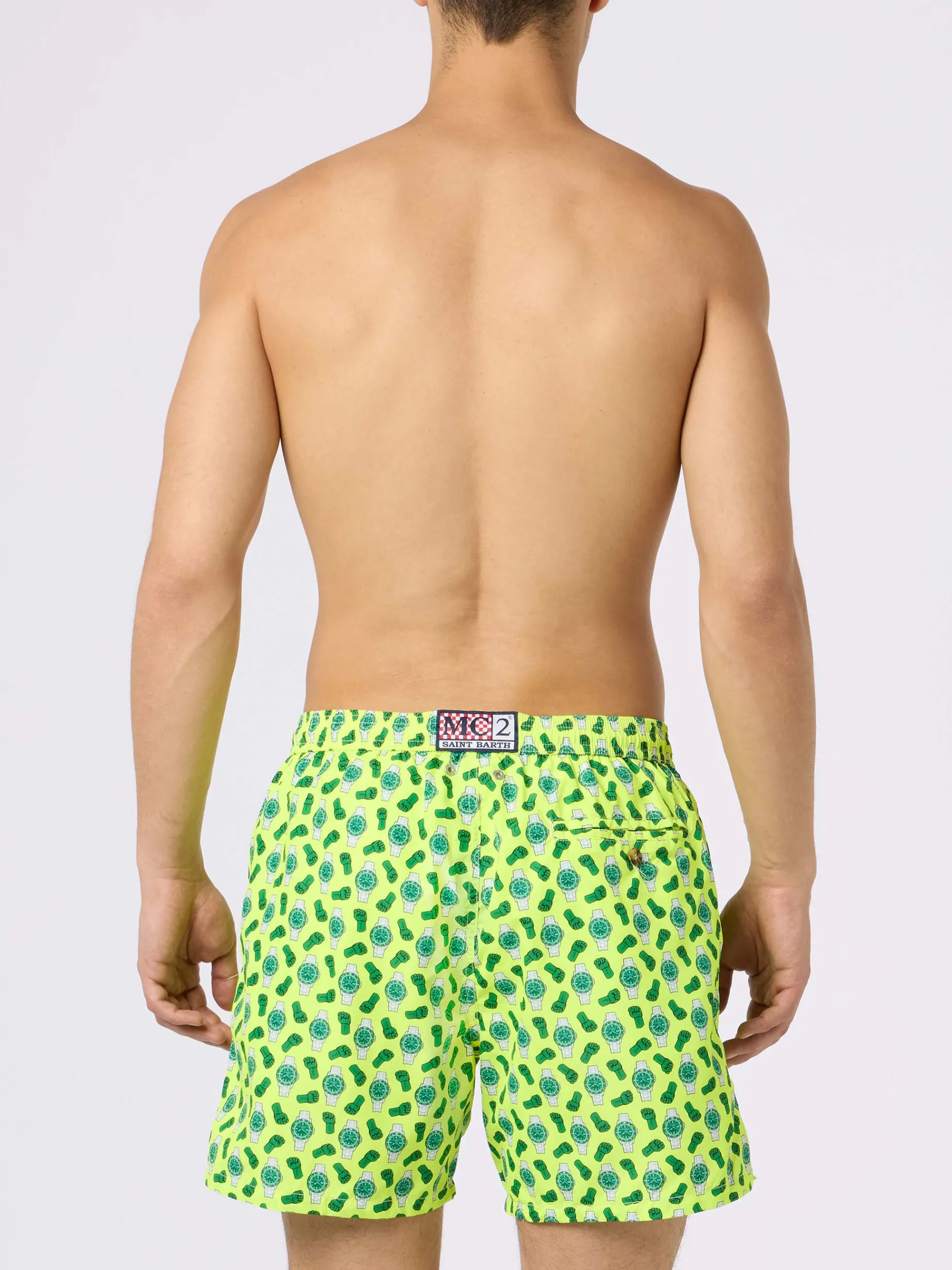 Herren-Badeshorts aus leichtem Stoff Lighting Micro Fantasy mit Uhrenaufdruck