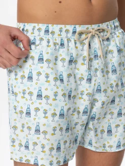 Herren-Badeshorts aus leichtem Stoff mit Gin-Print | GIN MARE SONDEREDITION