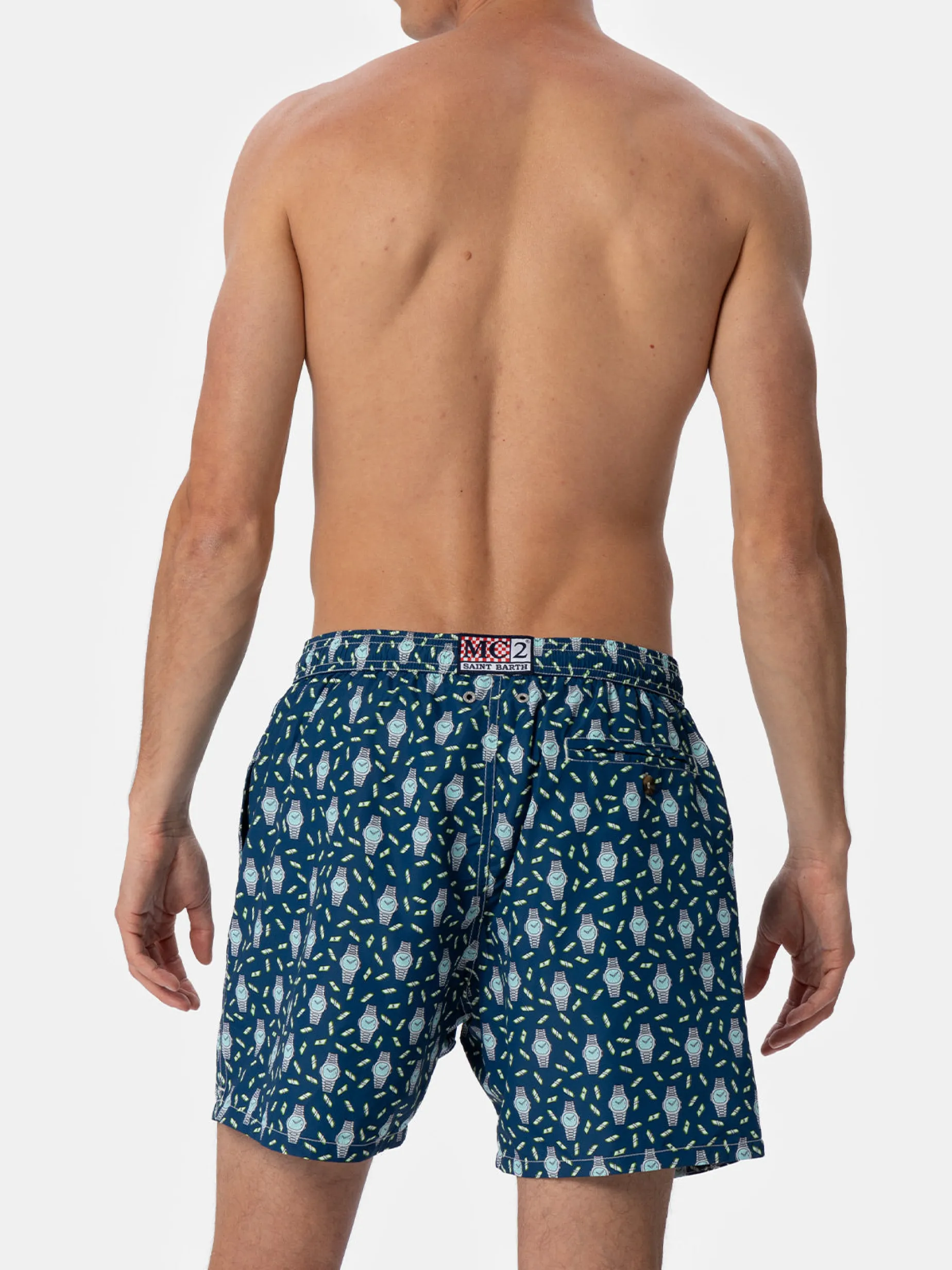 Herren-Badeshorts aus leichtem Stoff Lighting Micro Fantasy mit Uhrenaufdruck