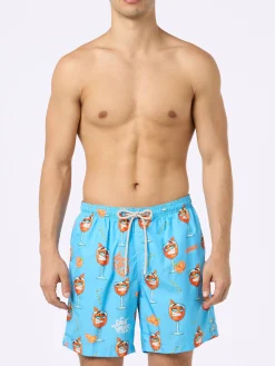 Herren-Badeshorts aus leichtem Stoff Lighting mit Cryptopuppets-Aufdruck | CRYPTOPUPPET-SONDERAUSGABE