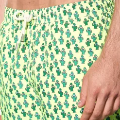 Herren-Badeshorts aus leichtem Stoff mit Kaktusmuster