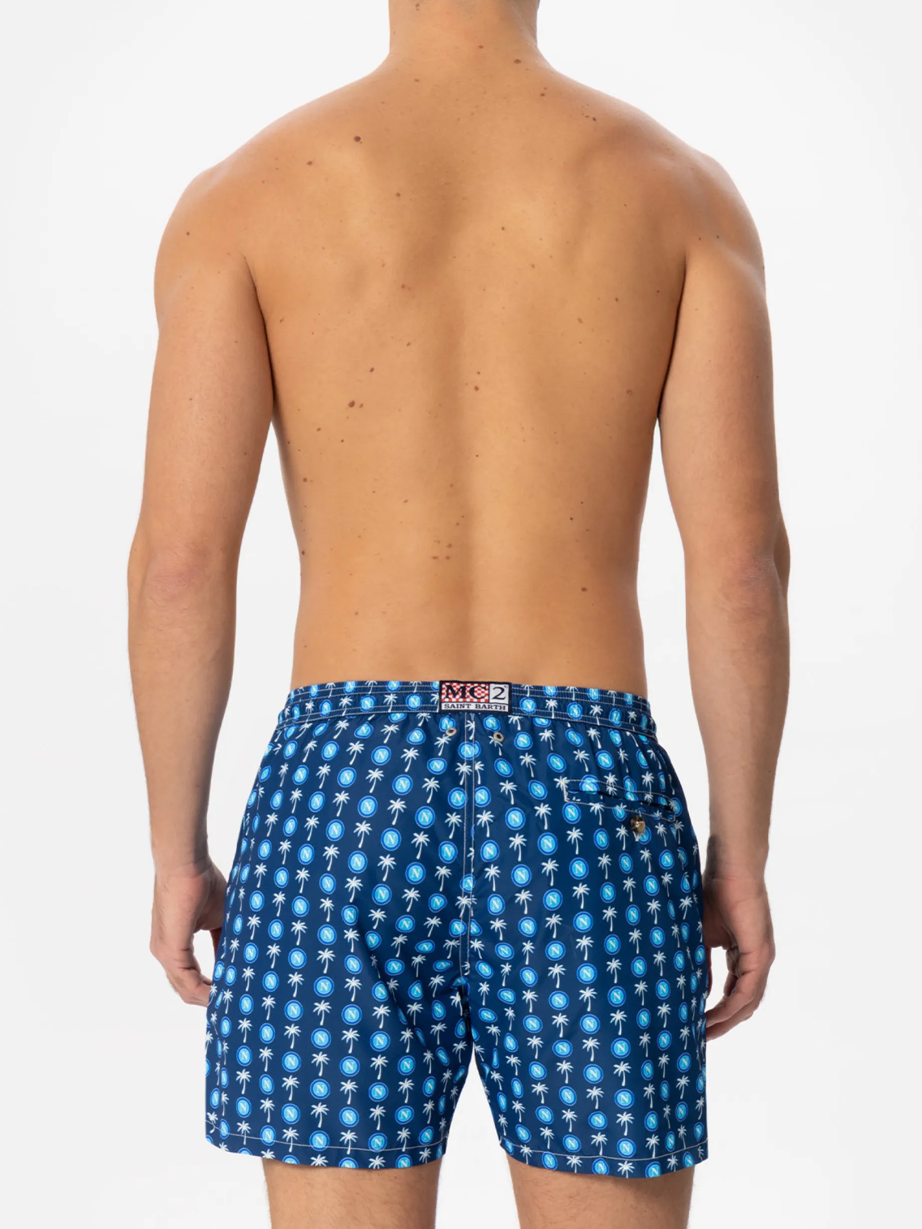Herren-Badeshorts aus leichtem Stoff mit Napoli-Logo-Print | SSC NAPOLI SONDEREDITION