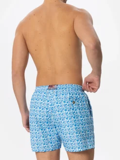 Herren-Badeshorts aus leichtem Stoff mit Pilz-Print