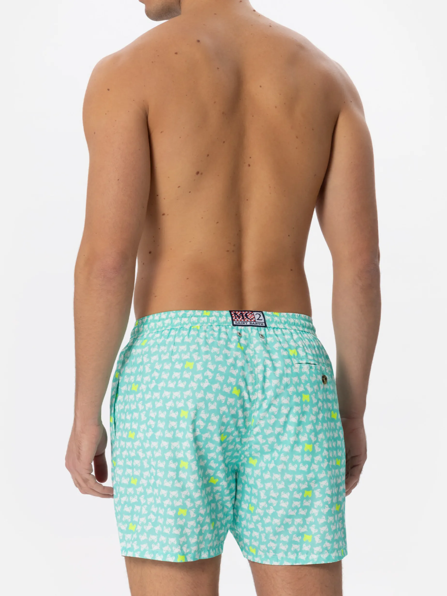 Herren-Badeshorts aus leichtem Stoff mit Krabben-Print