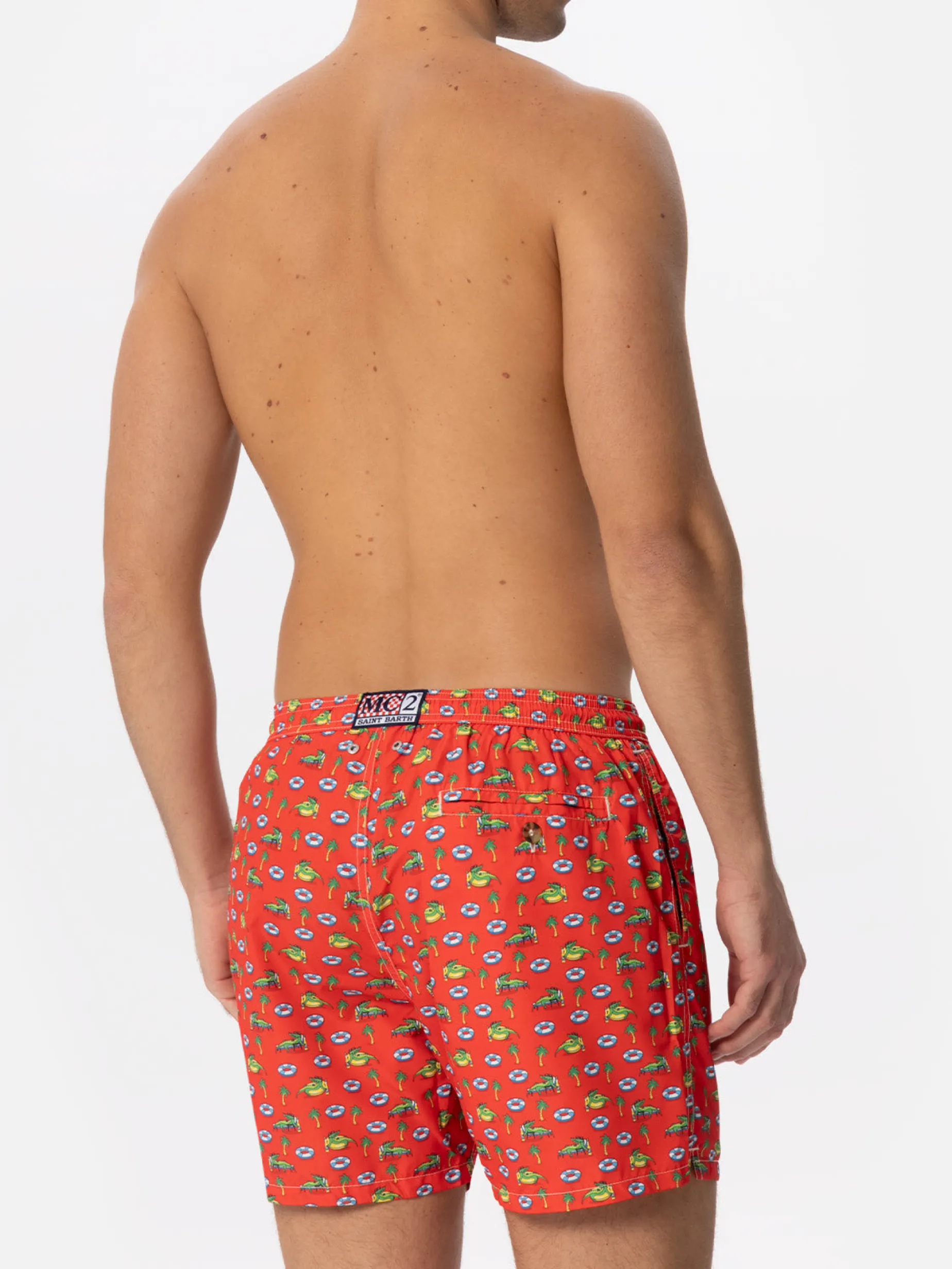 Herren-Badeshorts aus leichtem Stoff mit Krokodildruck