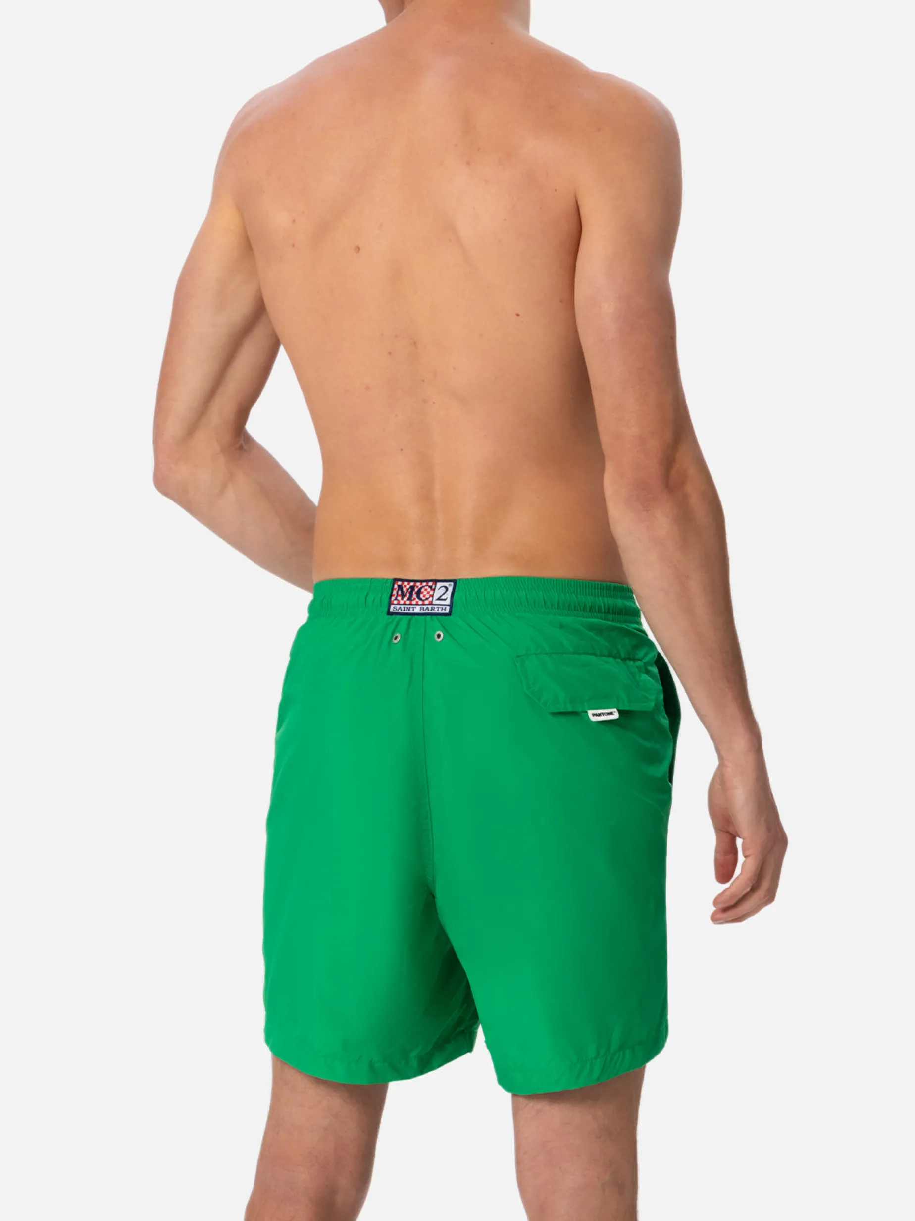 Herren-Badeshorts aus leichtem Stoff in Grasgrün Lighting Pantone | PANTONE-SONDERAUSGABE