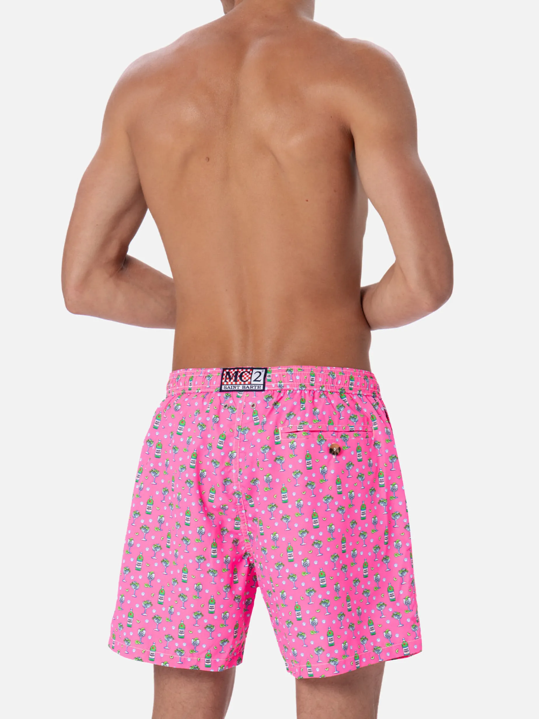 Herren-Badeshorts aus leichtem Stoff Lighting Micro Fantasy mit Eis- und Cocktail-Print