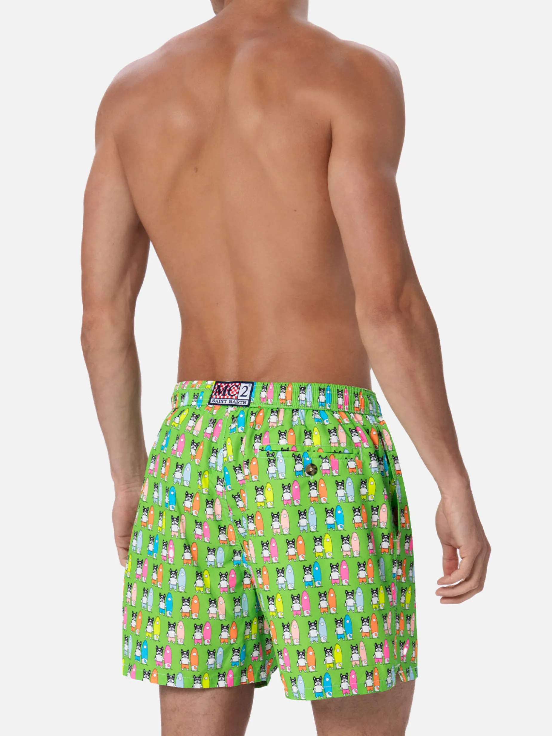 Herren-Badeshorts aus leichtem Stoff Lighting Micro Fantasy mit Surfer-Dogs-Aufdruck