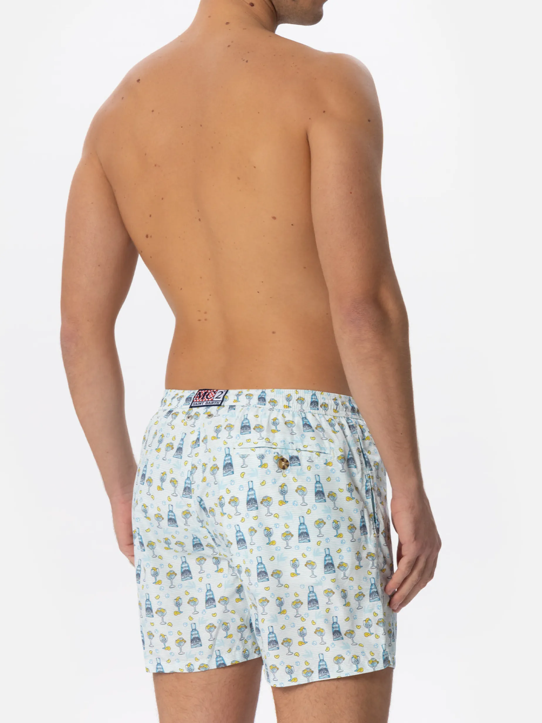 Herren-Badeshorts aus leichtem Stoff mit Gin-Print | GIN MARE SONDEREDITION