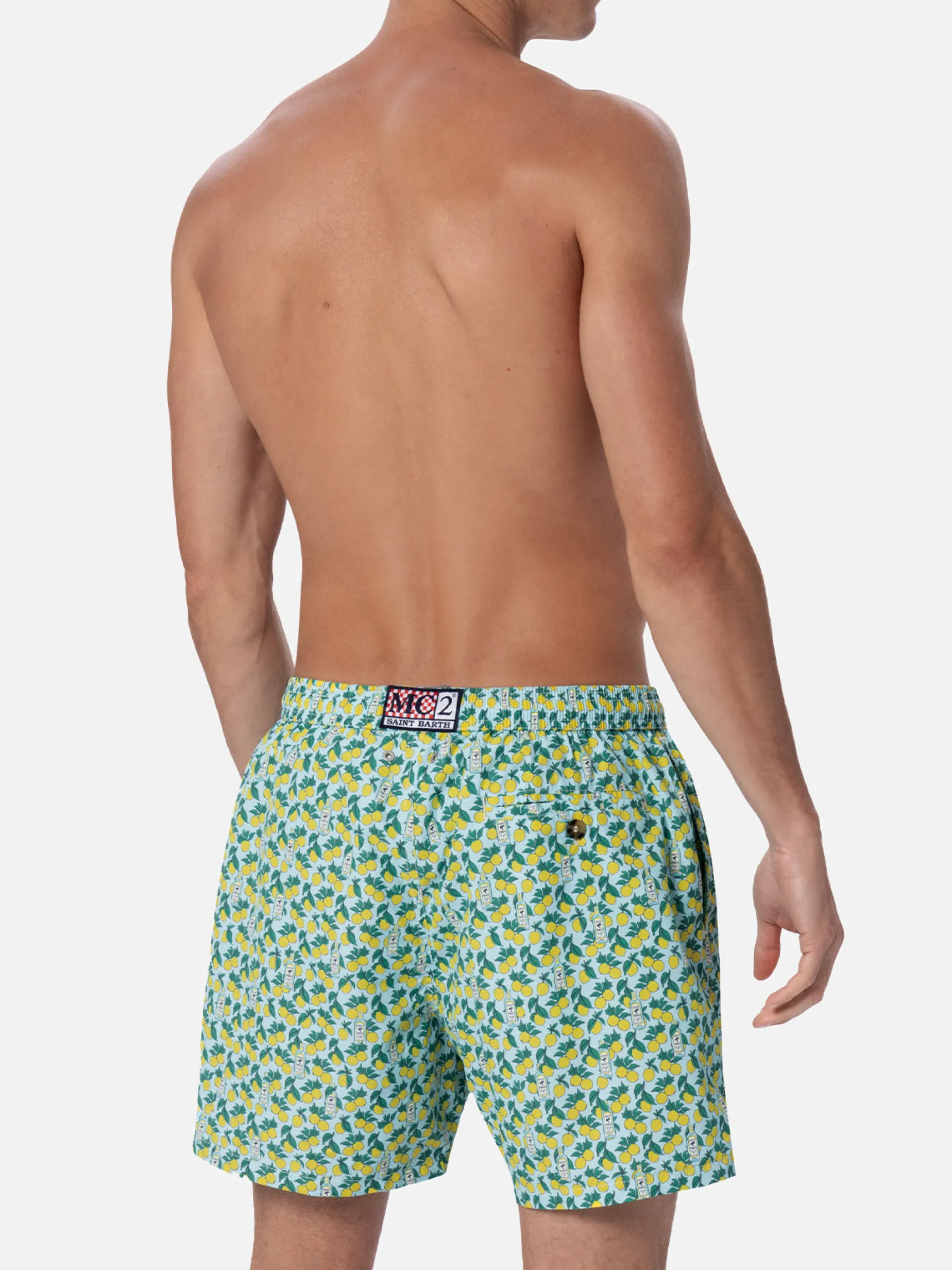 Herren-Badeshorts aus leichtem Stoff Lighting Micro Fantasy mit Gin- und Zitronen-Print