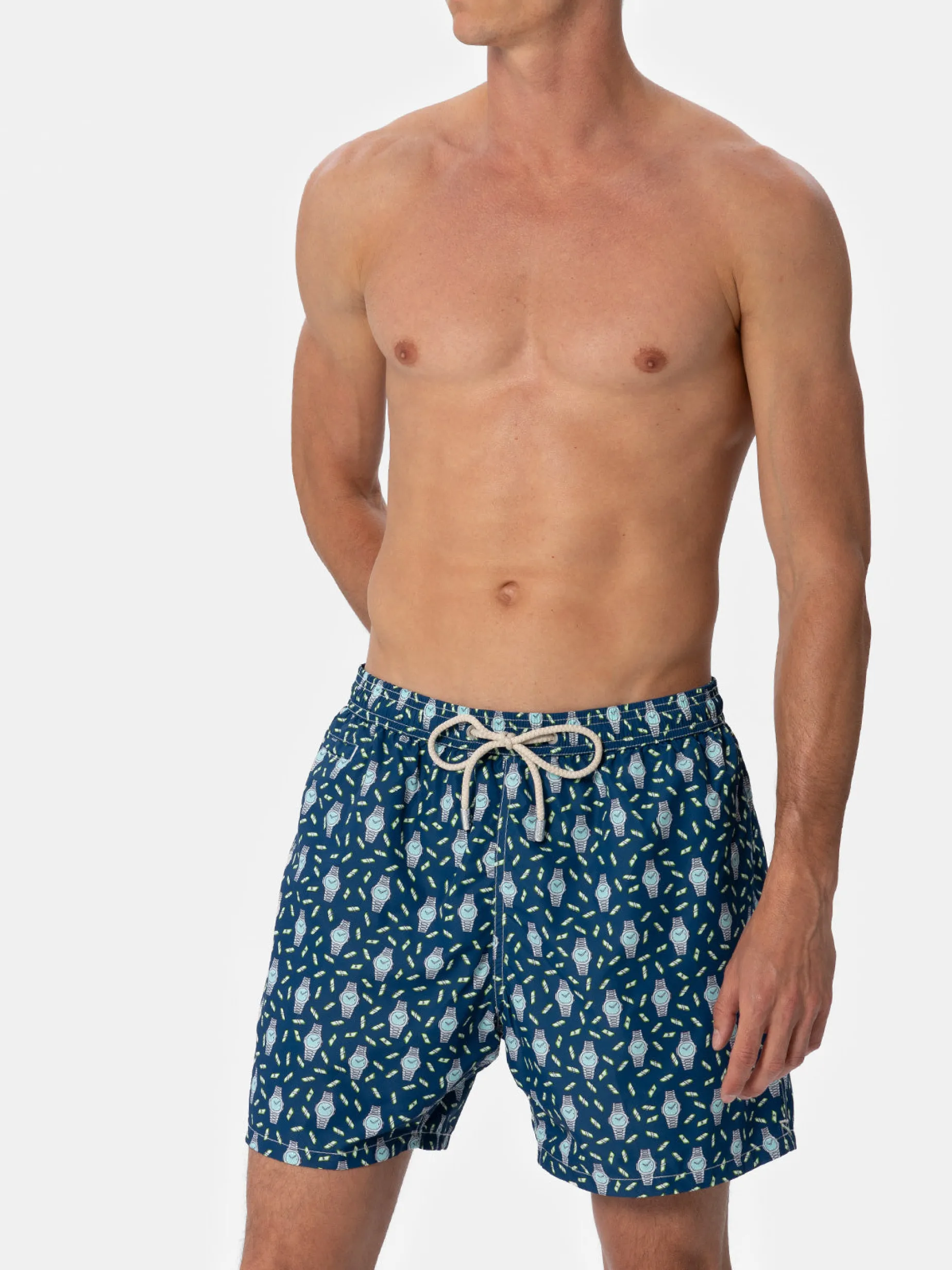 Herren-Badeshorts aus leichtem Stoff Lighting Micro Fantasy mit Uhrenaufdruck