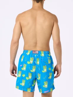 Herren-Badeshorts aus leichtem Stoff Lighting mit Cryptopuppets-Aufdruck | CRYPTOPUPPET-SONDERAUSGABE