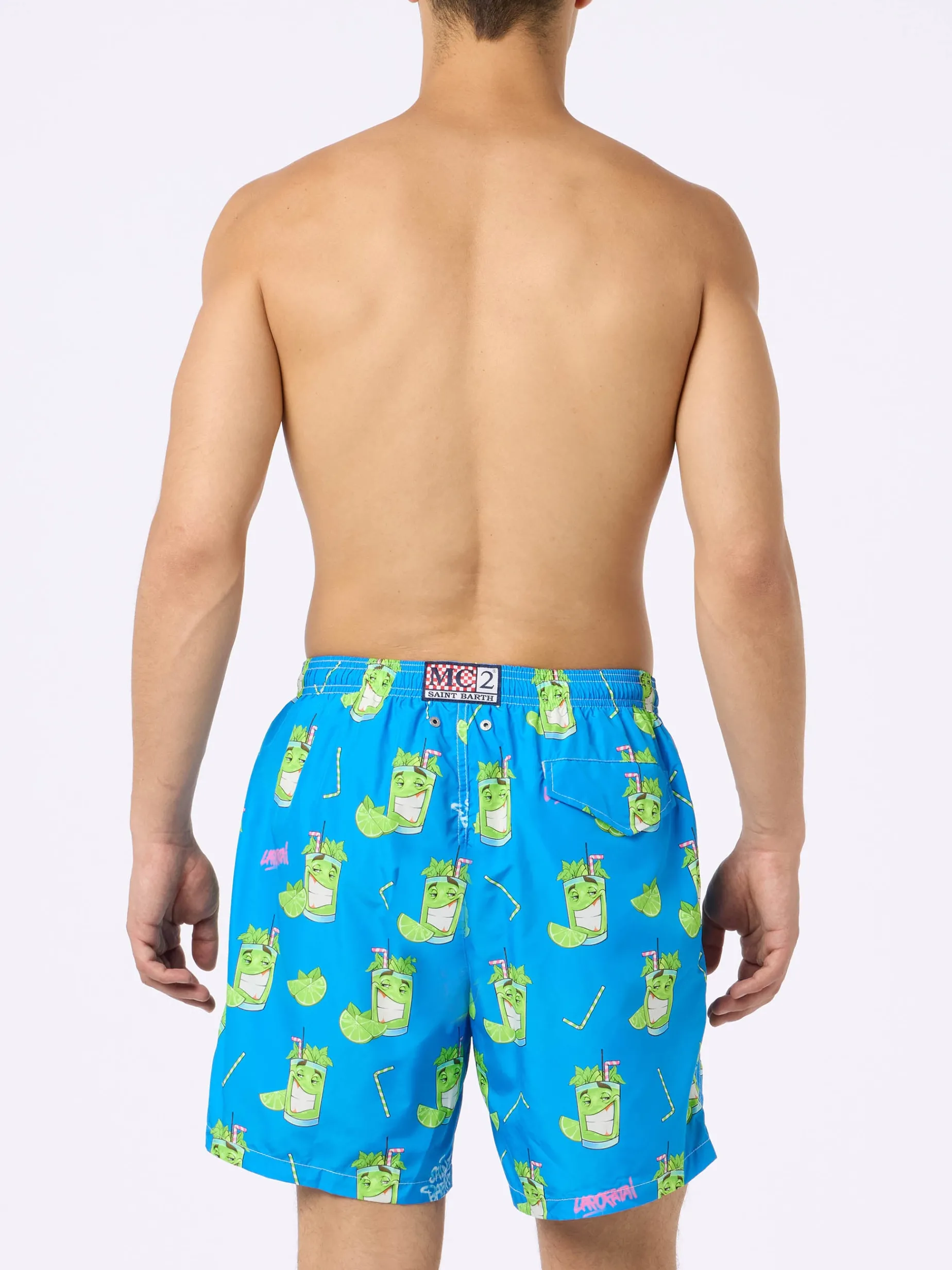 Herren-Badeshorts aus leichtem Stoff Lighting mit Cryptopuppets-Aufdruck | CRYPTOPUPPET-SONDERAUSGABE