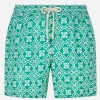 Herren-Badeshorts aus Leinen mit gemustertem Aufdruck