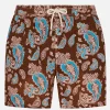 Herren-Badeshorts aus Leinen mit Paisley-Print