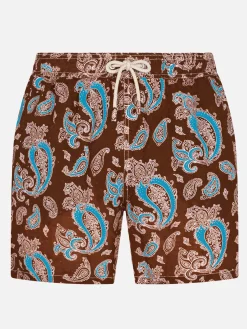 Herren-Badeshorts aus Leinen mit Paisley-Print