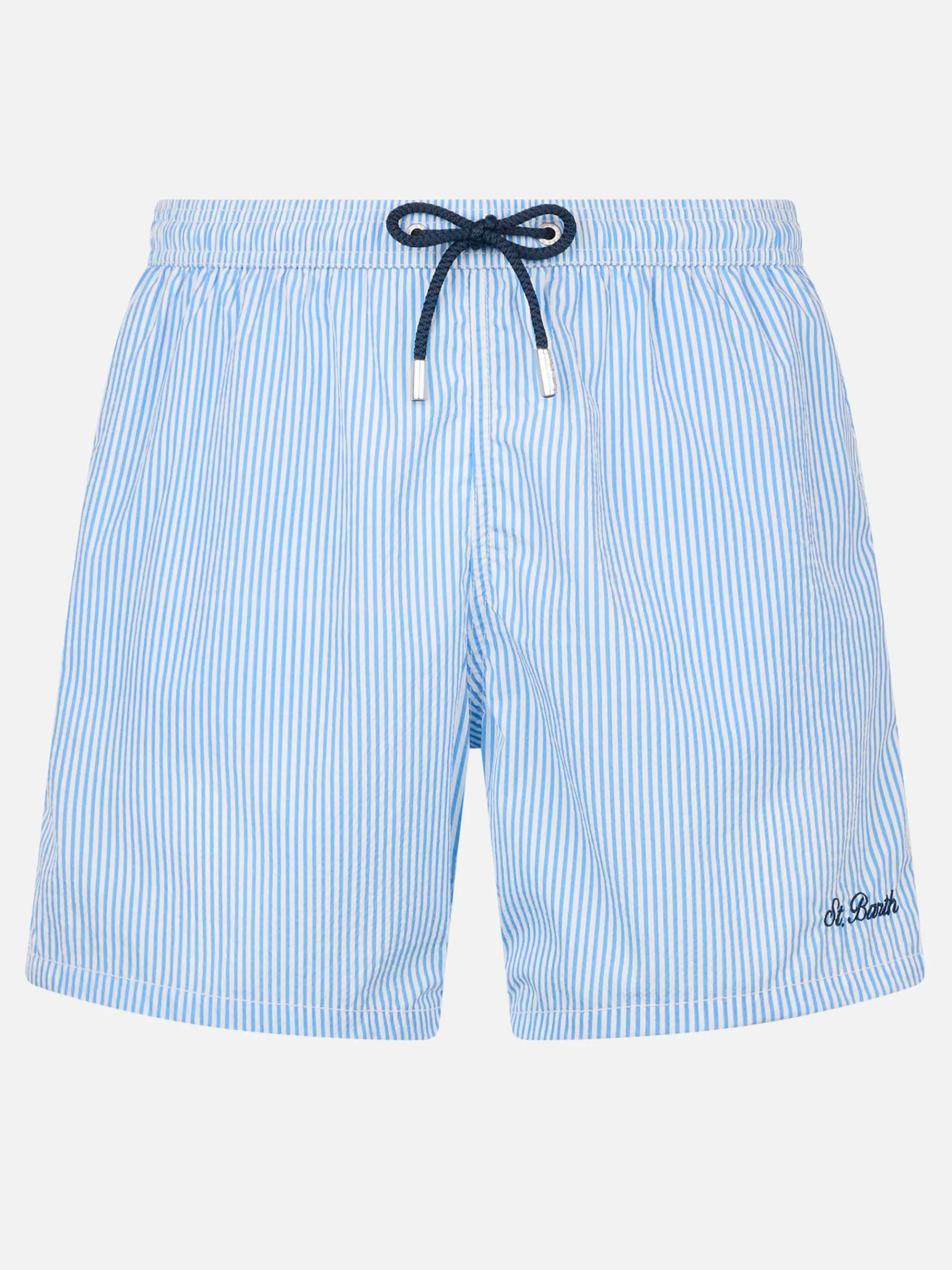 Herren-Badeshorts aus Seersucker mit Streifen Patmos