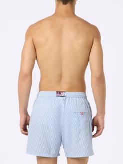 Herren-Badeshorts aus Seersucker mit Streifen Patmos