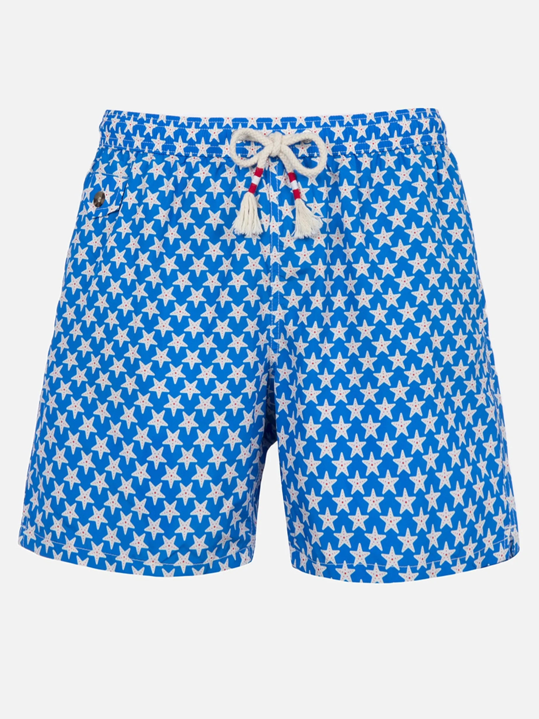 Herren-Badeshorts Lighting 70 aus leichtem Stoff mit Seesternen-Aufdruck