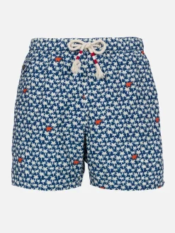 Herren-Badeshorts Lighting 70 aus leichtem Stoff mit Palmenprint