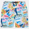 Herren-Badeshorts Lighting aus leichtem Stoff mit Postkartendruck